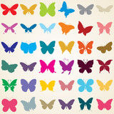 butterflies silhouettes, set of various shaped butterfly