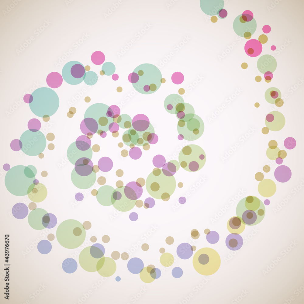 Color circles spiral vector background.