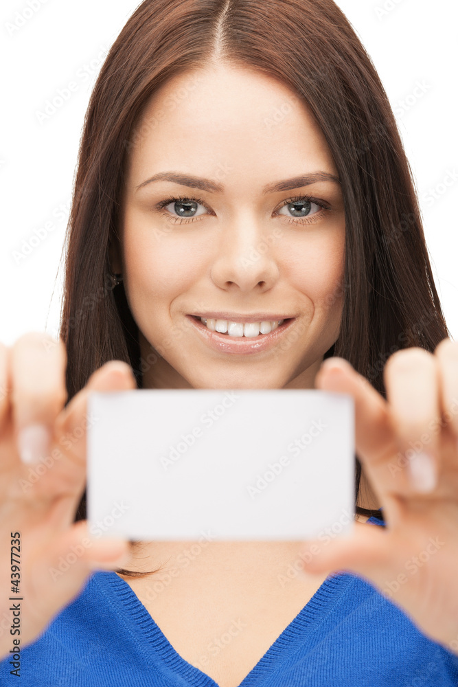 attractive businesswoman with business card attractive businesswoman with business card