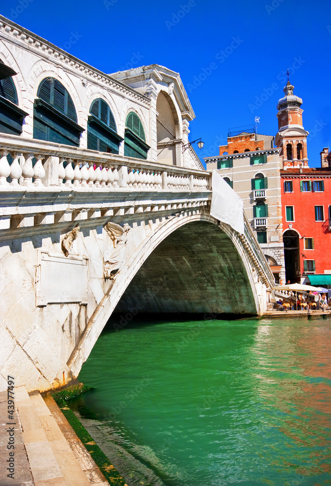 Famous Rialto Bridge in Venice, Italy