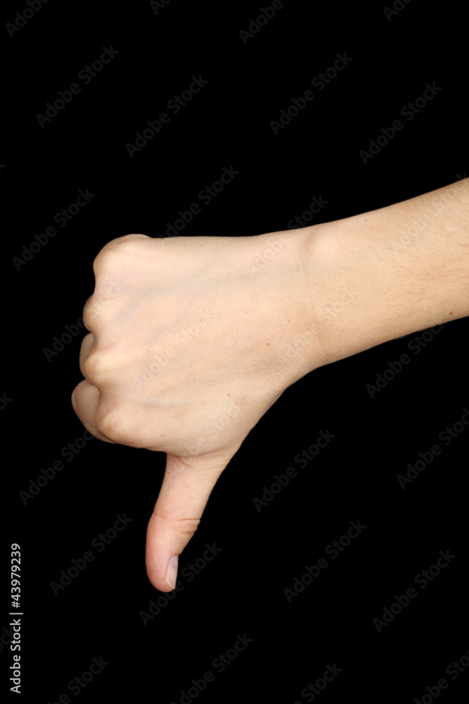 Hand making sign isolated on black Hand making sign isolated on black