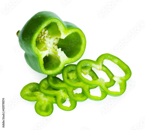 Slices of sweet pepper isolated on white background