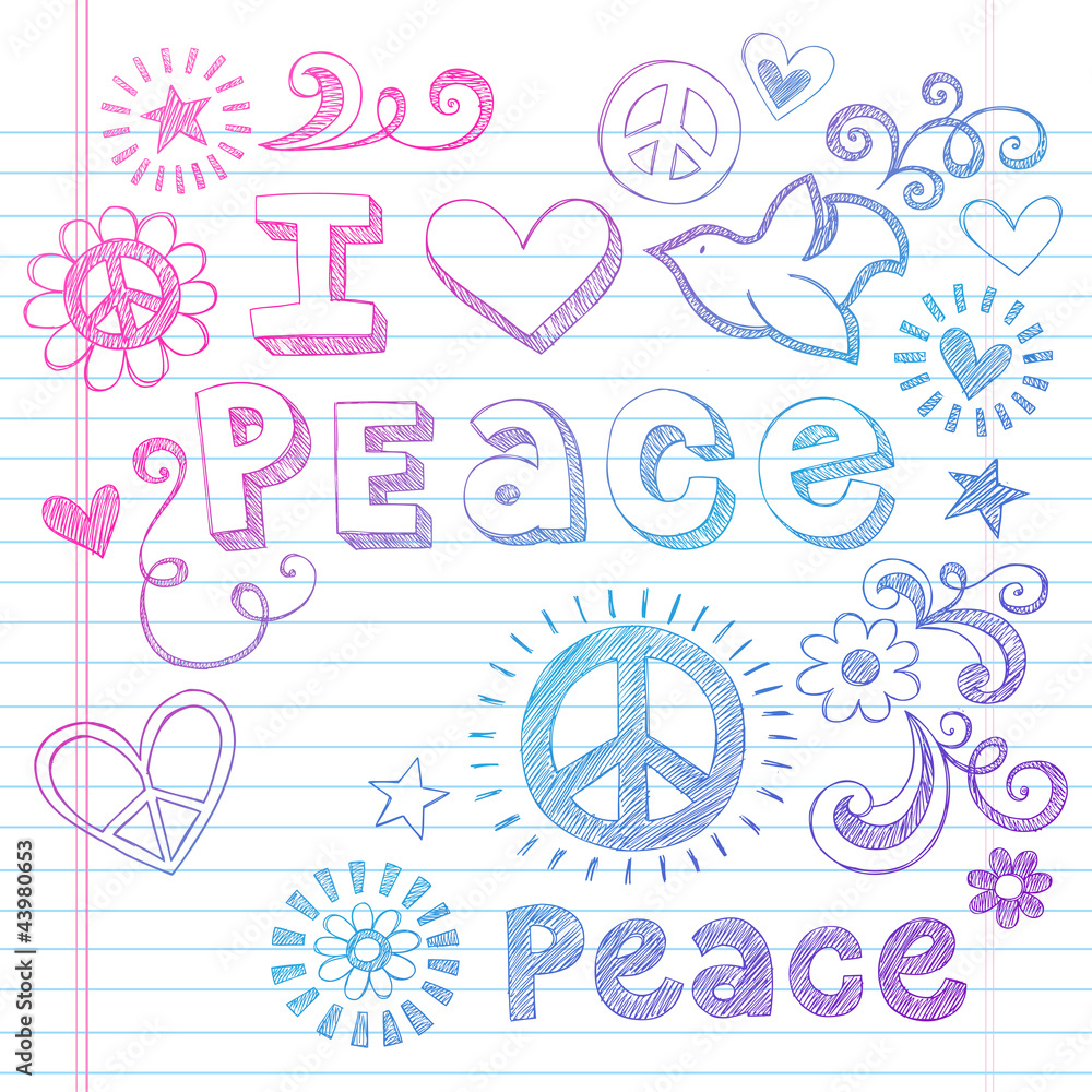 Peace and Love Dove Sketchy Notebook Doodles Vector Peace and Love Dove Sketchy Notebook Doodles Vector