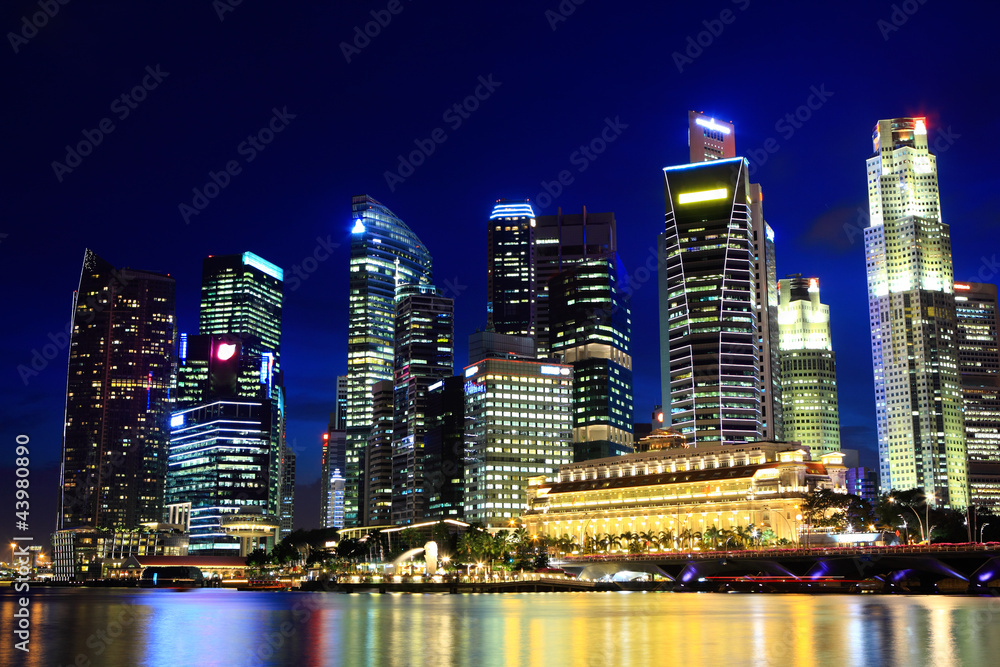 Singapore city skyline at night