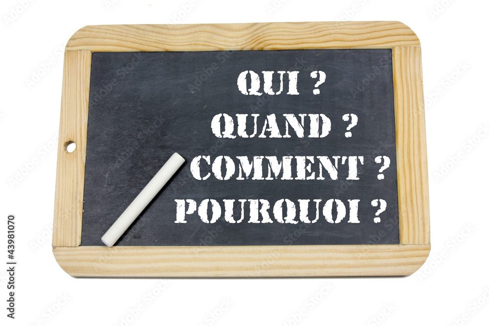 ardoise qui, quand, comment, pourquoi Stock Photo Adobe Stock