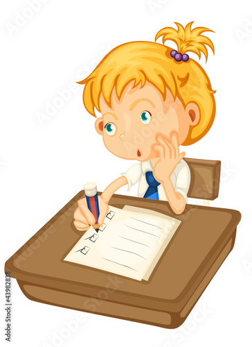 a girl studying