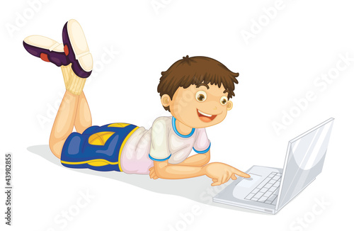 a boy and laptop
