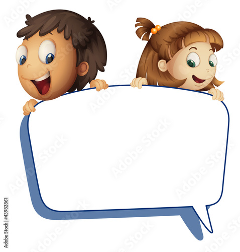 girl and boy holding callout picture