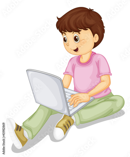 a boy and laptop