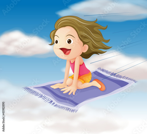 girl flying on mat