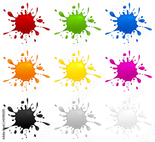 Set of color inkblots