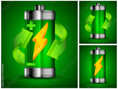 Battery recycling concept on green