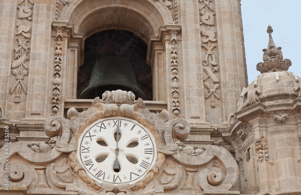 Torre del reloj de la Catedral de Santiago de Compostela, España