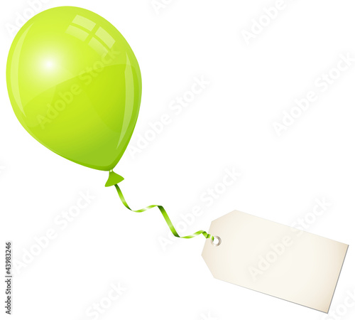 Flying Green Balloon & Beige Label