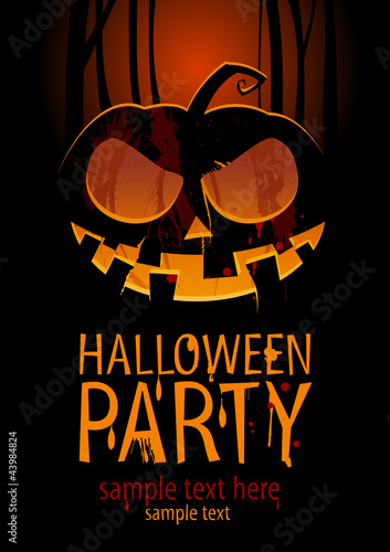 Halloween Party Design template, with pumpkin.