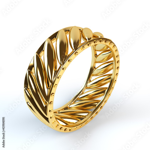 Wedding gold ring isolated on white background
