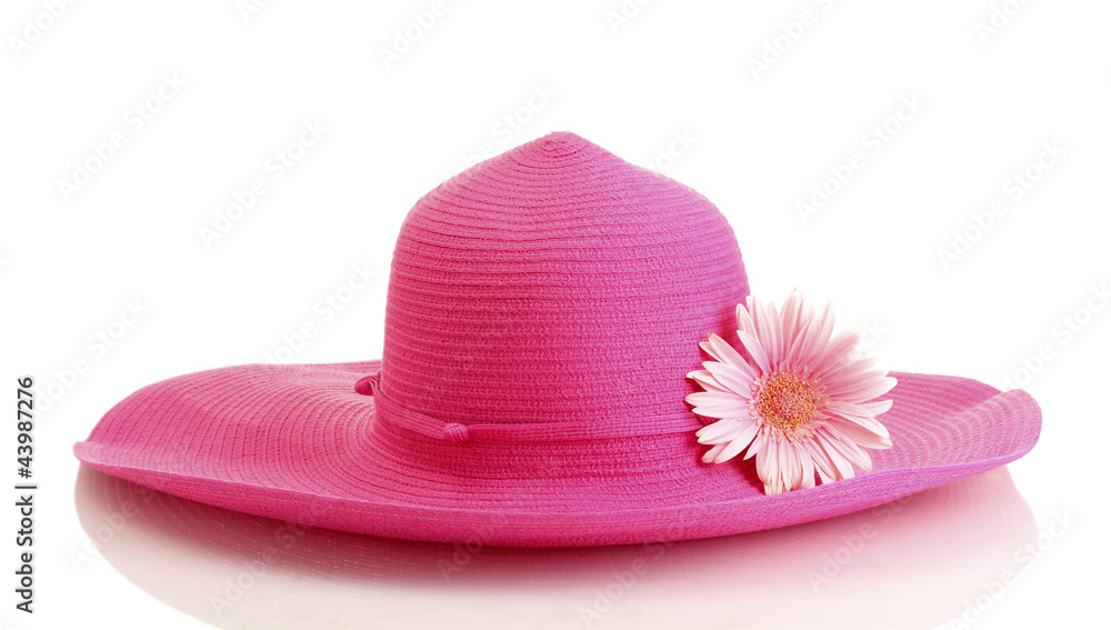 Beautiful summer woman hat with flower isolated Beautiful summer woman hat with flower isolated