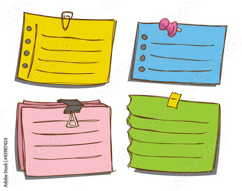 colorful note paper in doodle style