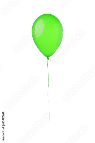 Green flying balloon isolated on white
