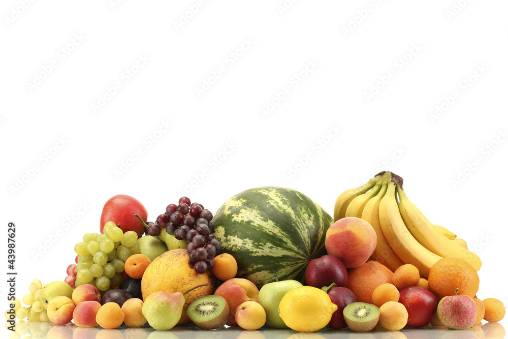 Assortment of exotic fruits isolated on white Assortment of exotic fruits isolated on white