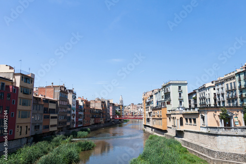 View from the bridge in Girona old town in Spain © romantsubin