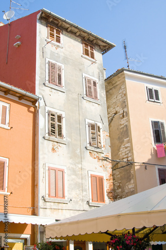 Narrow stone street of Rovinj, Croatia photo