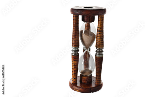 Wooden hourglass isolated on white