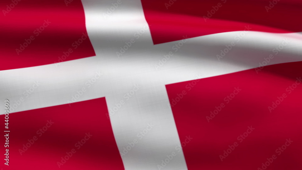 Danish flag, 3d animation. perfect seamless loop Danish flag, 3d animation. perfect seamless loop