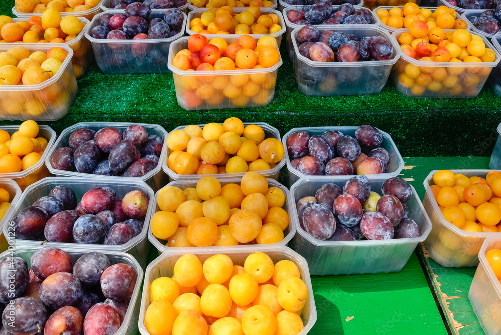 Organic plums at Farmers Market