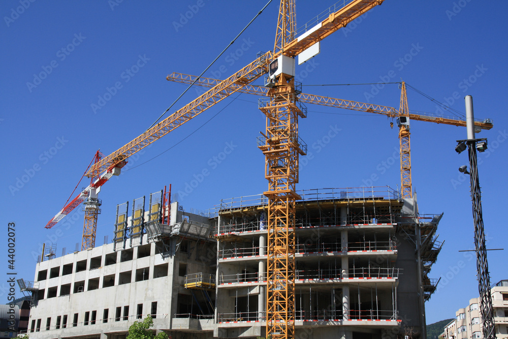 Chantier façade, immeuble, construction 2013 grue véhicule Chantier façade, immeuble, construction 2013 grue véhicule