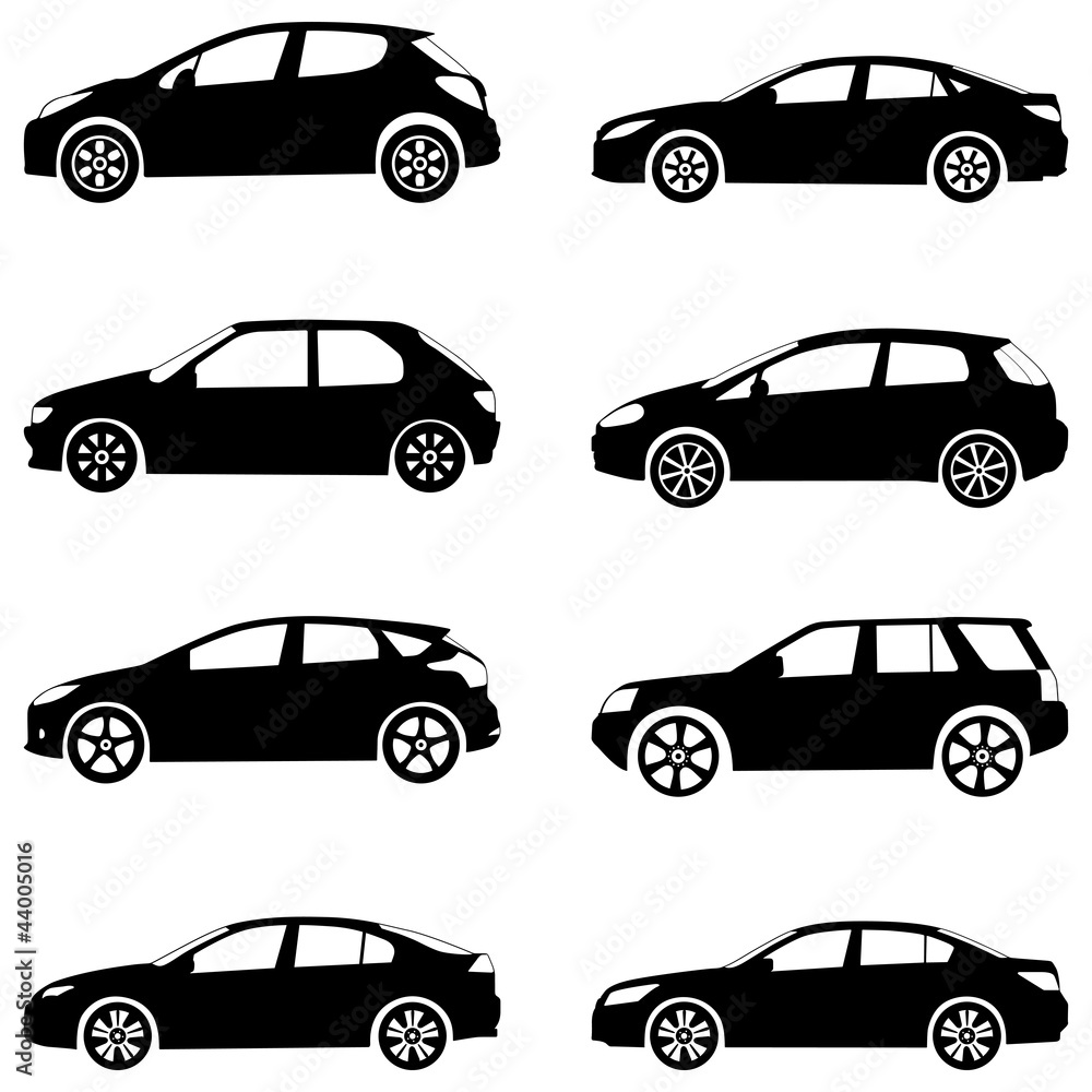 cars silhouette set