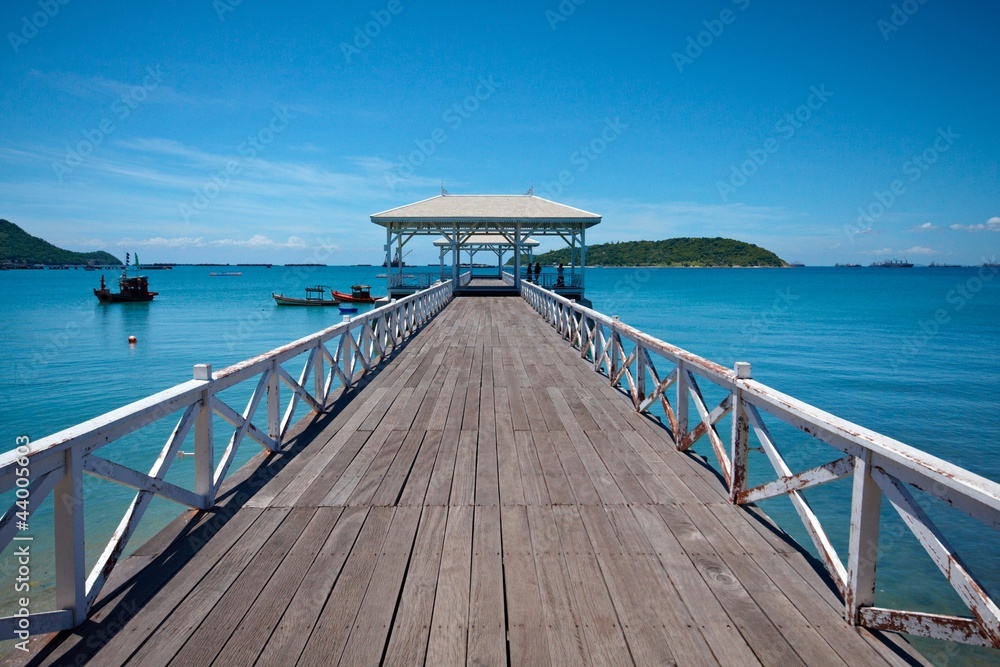The beautiful bridge into blue sea , Thailand The beautiful bridge into blue sea , Thailand