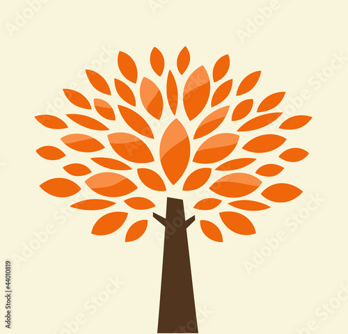 Stylized autumn tree. Vector