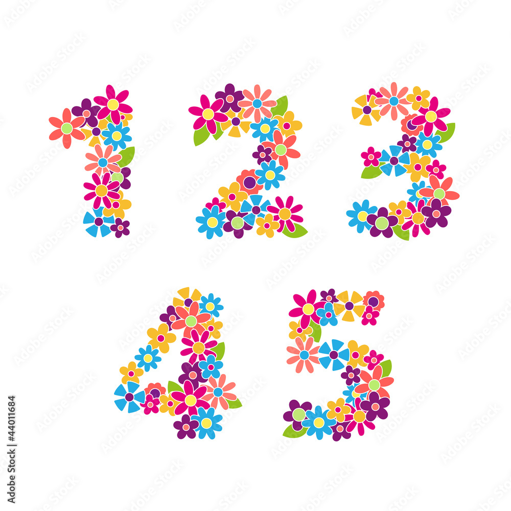 Beautiful floral numbers. Vector Beautiful floral numbers. Vector