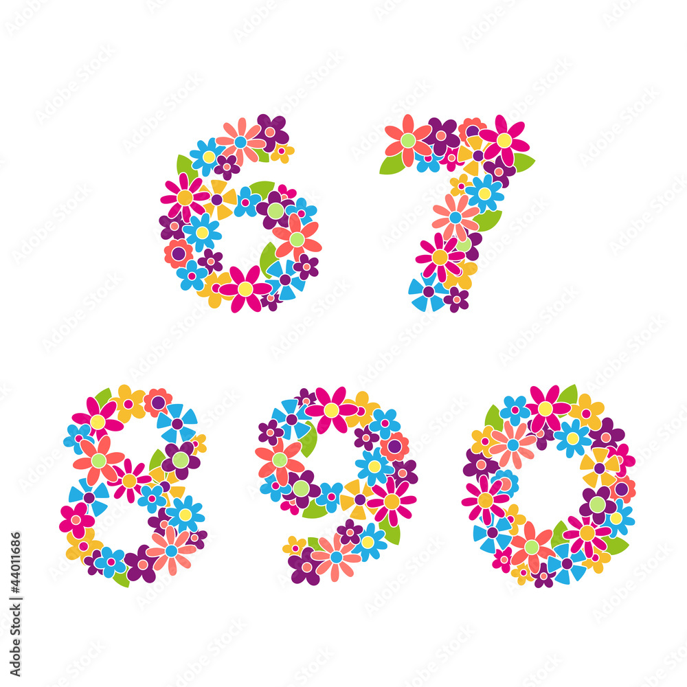 Beautiful floral numbers. Vector Beautiful floral numbers. Vector