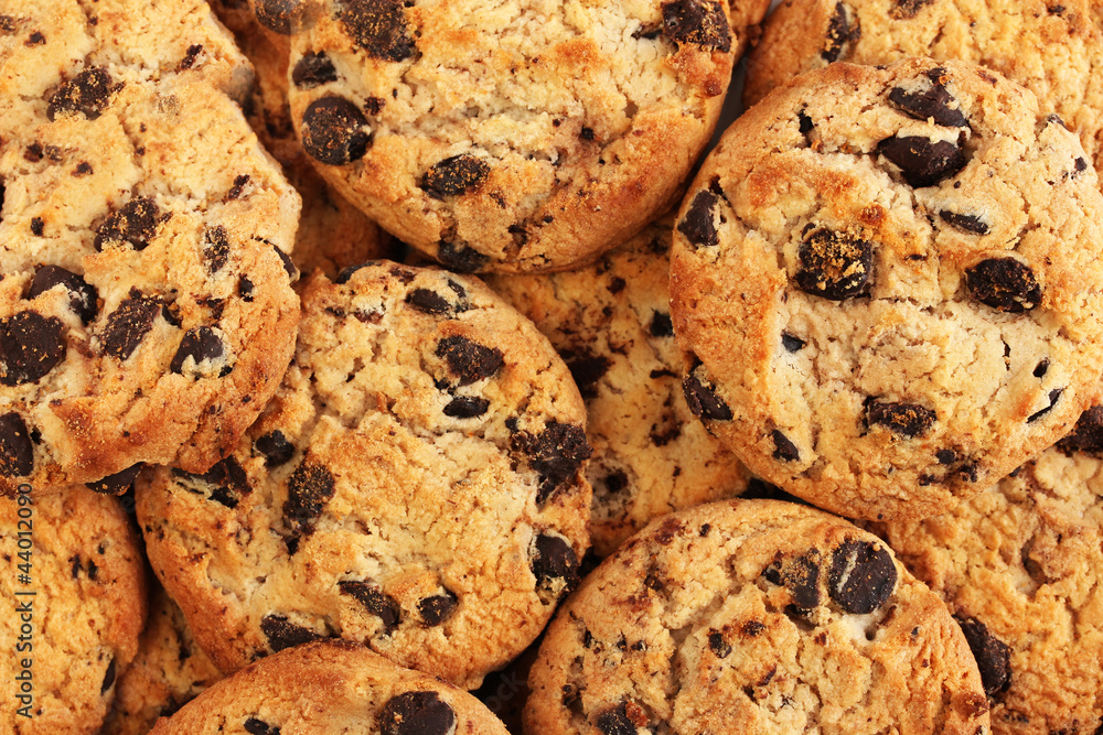 Chocolate chips cookies, close up Chocolate chips cookies, close up
