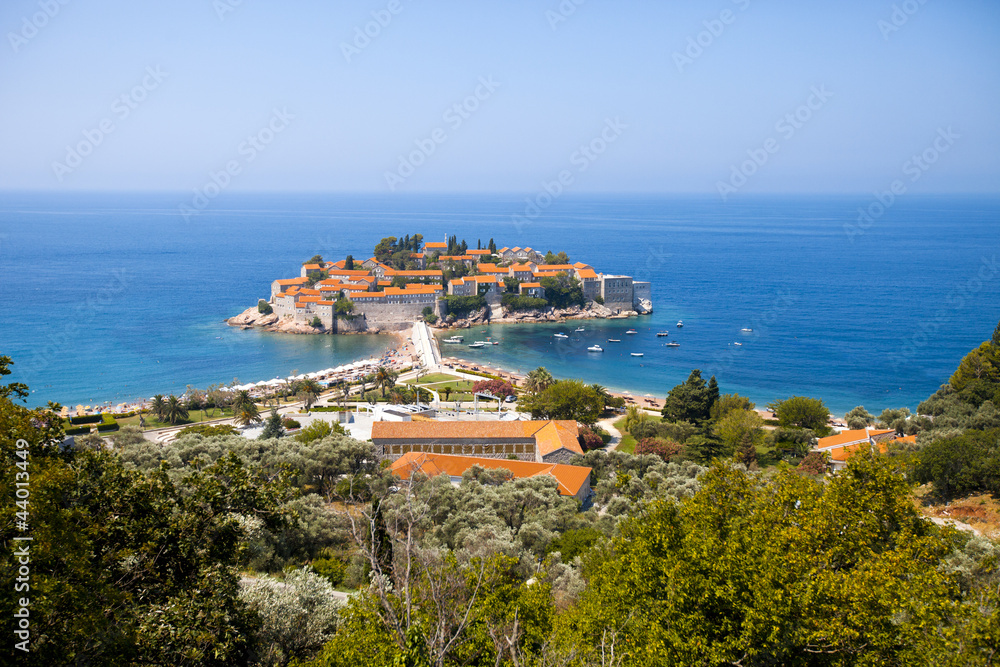 island town St.Stephan in adriatic sea, Montenegro