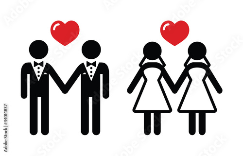 Gay marriage icons set