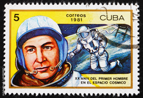 Postage stamp Cuba 1981 Aleksei A. Leonov, 1st Man to Walk in Sp photo