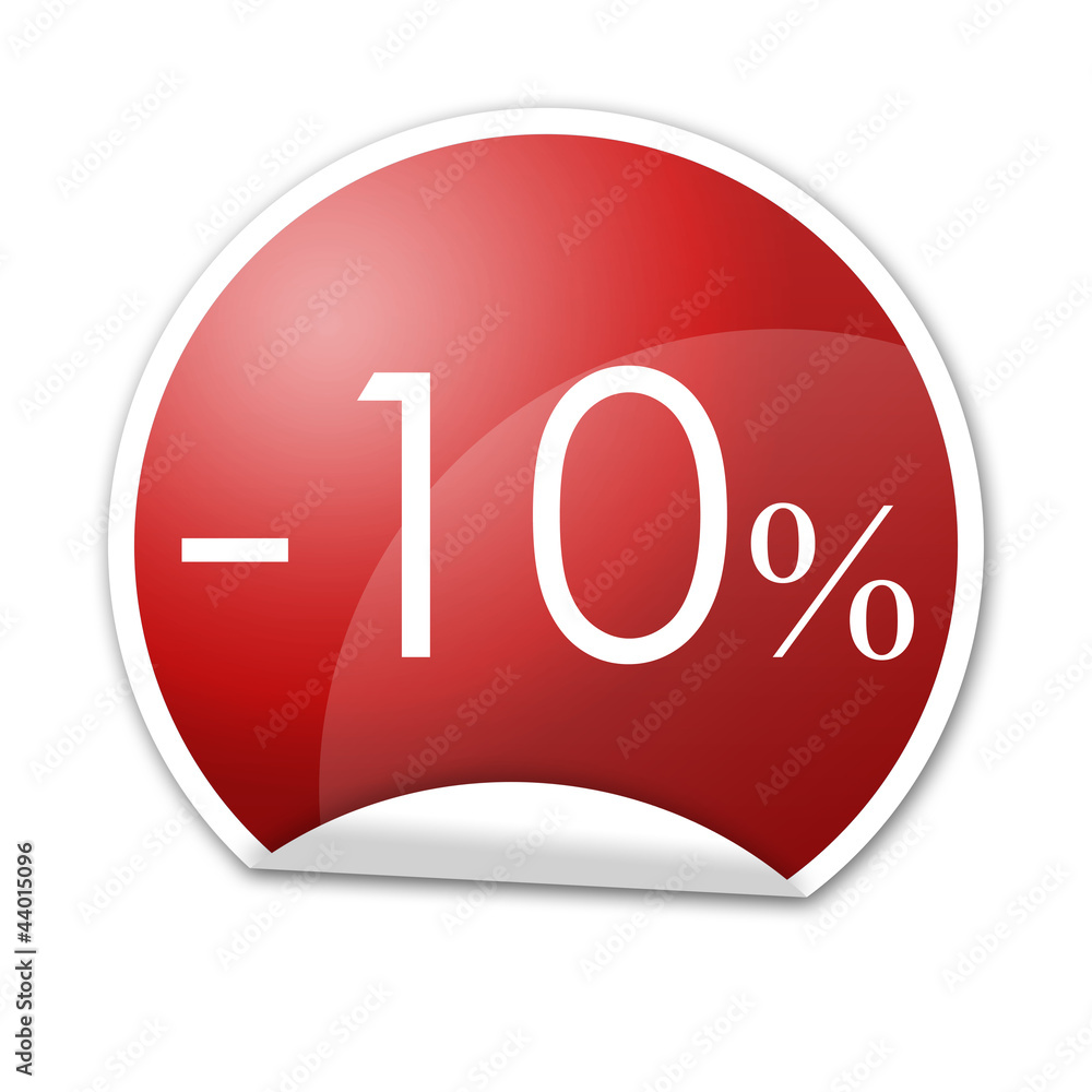 Pegatina roja con -10% con reborde Pegatina roja con -10% con reborde