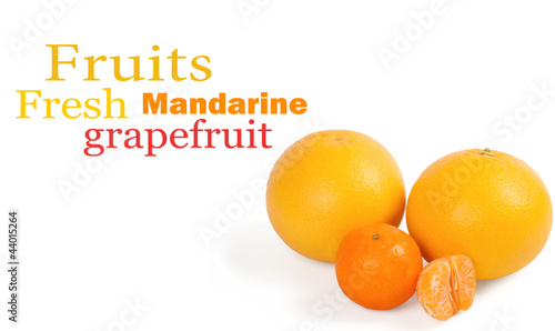 Fresh citrus fruit on a white background