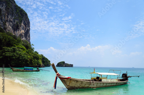 Traditional longtail boats in the poda island © livertoon