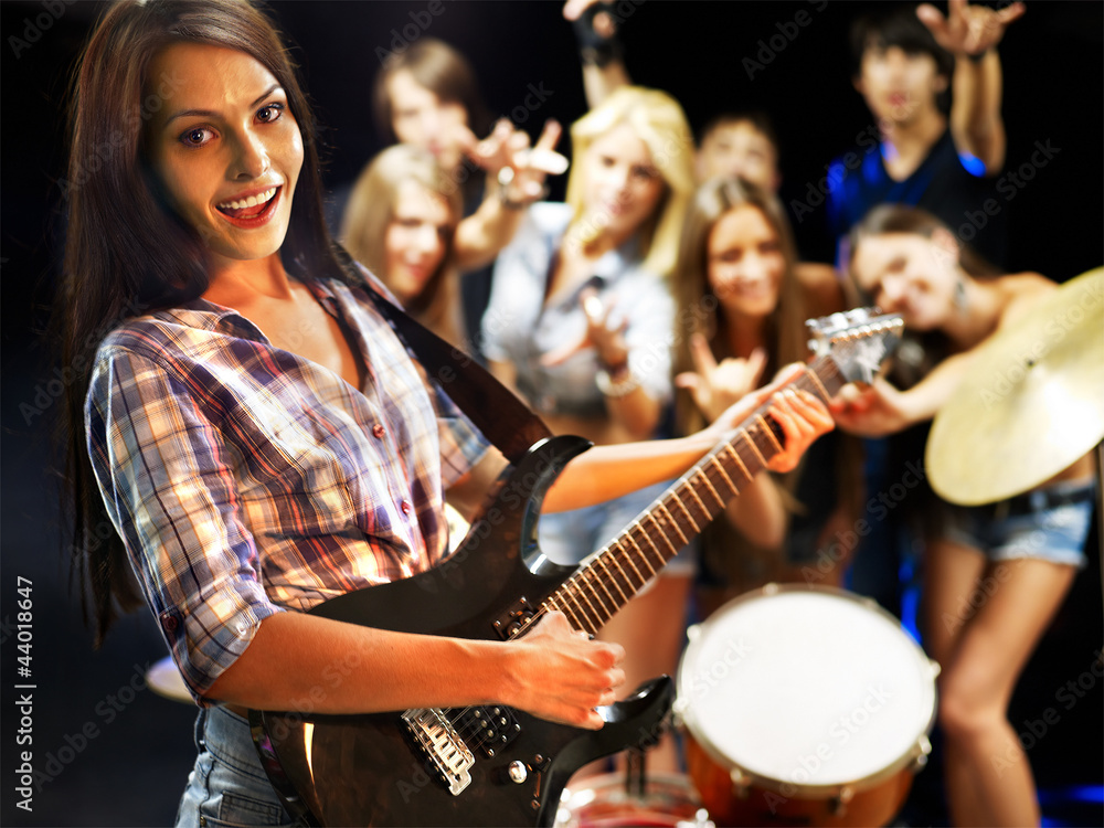 Obraz premium Band playing musical instrument.