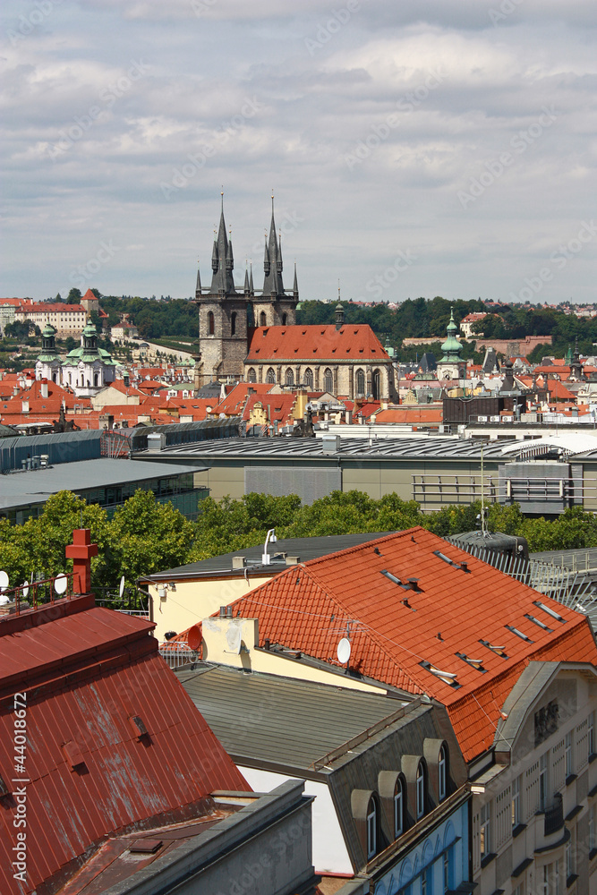 Prague skyline from a tower on Old Town Square