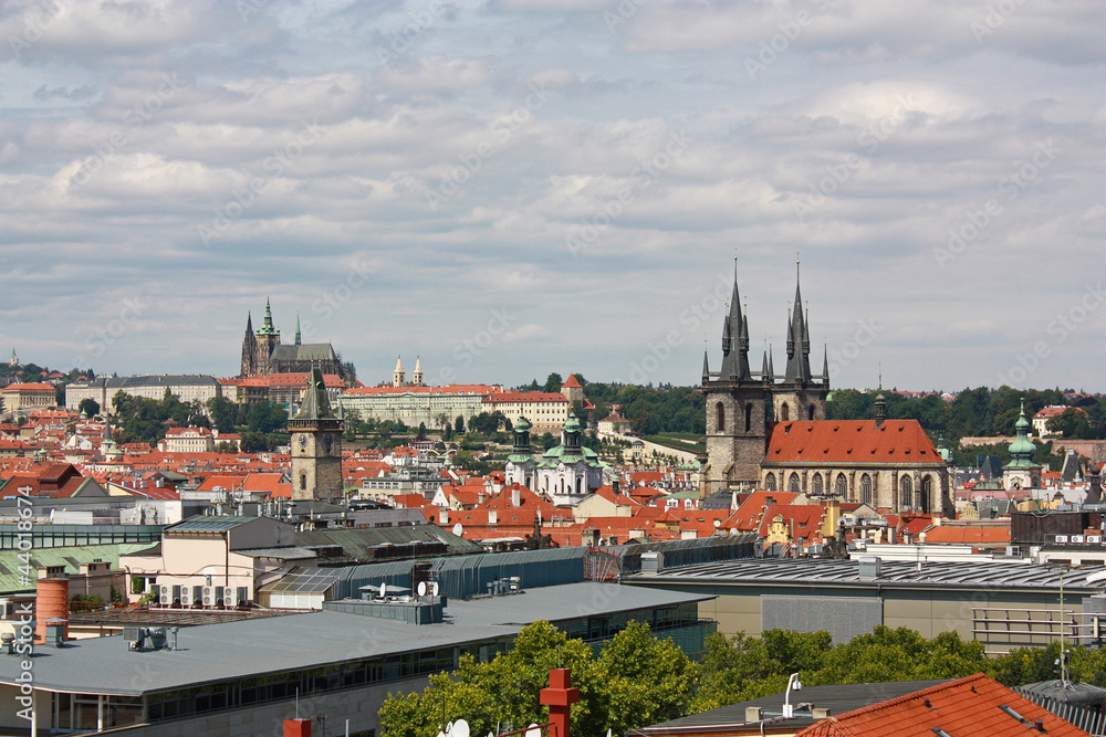 Prague skyline from a tower on Old Town Square