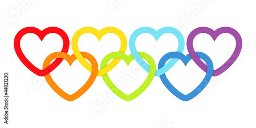 Rainbow connected hearts.Vector illustration.