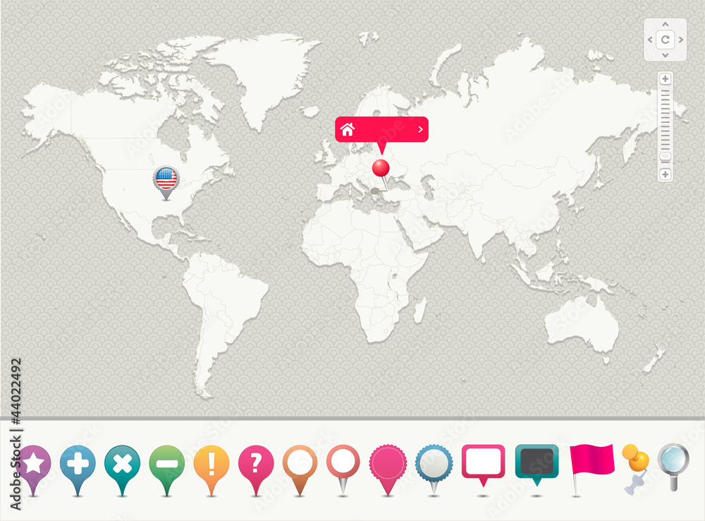 Obraz premium World Map with Pins -- EPS 10 - Contain Transparency --