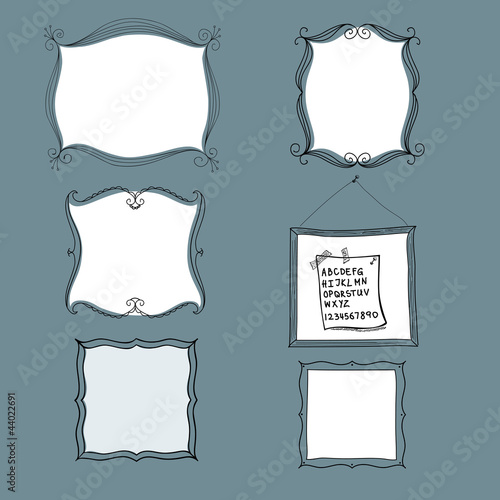 Vector illustration of hand drawn decorative frames