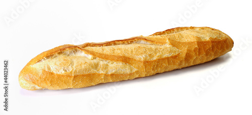 Long loaf, Baguette on white background photo