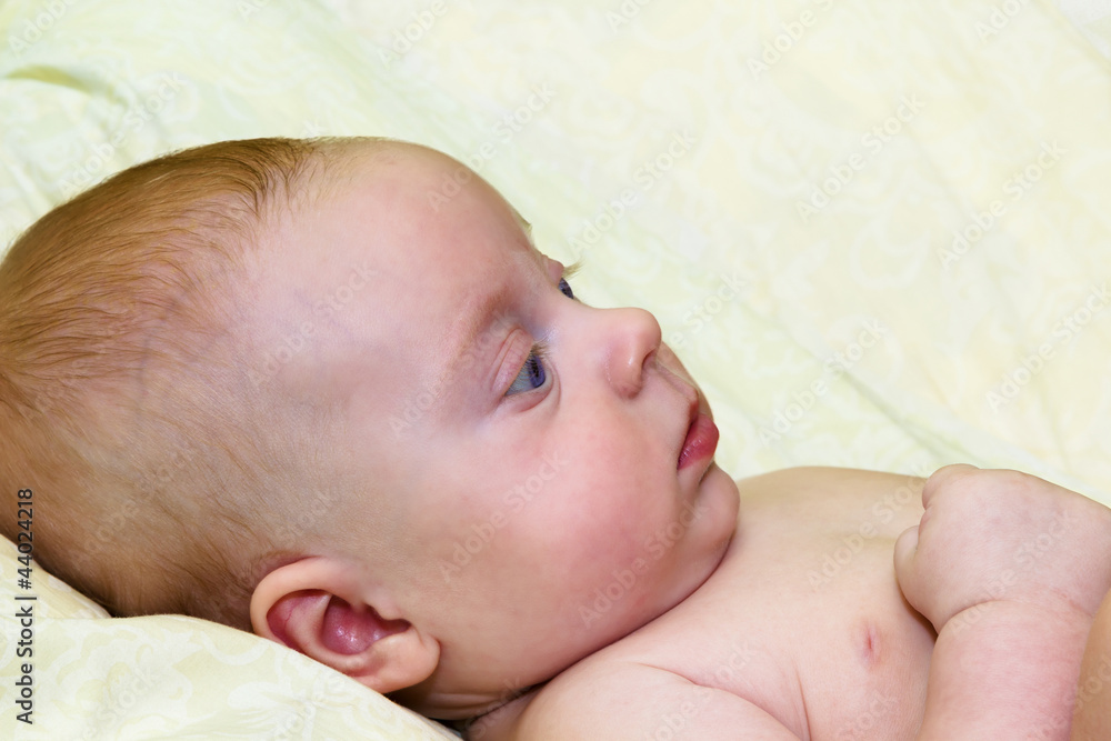 Portrait of lying 4-months old baby boy. Portrait of lying 4-months old baby boy.